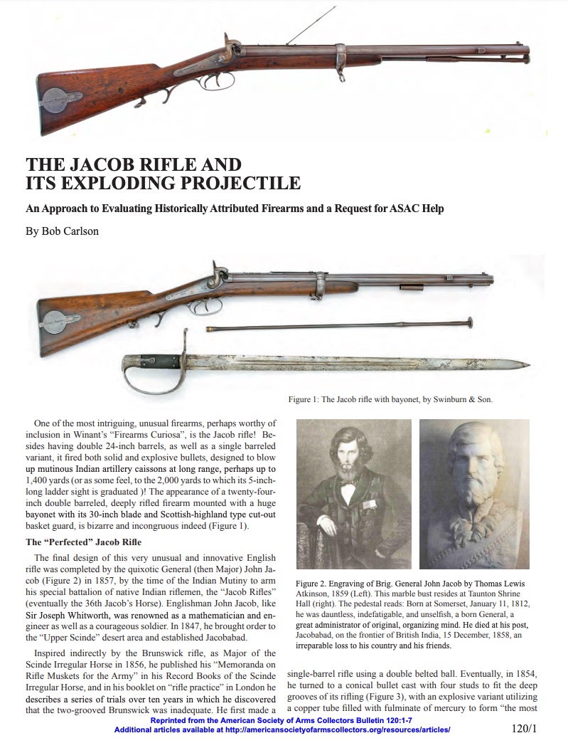 The Jacob Rifle and its Exploding Projectile – American Society of Arms ...