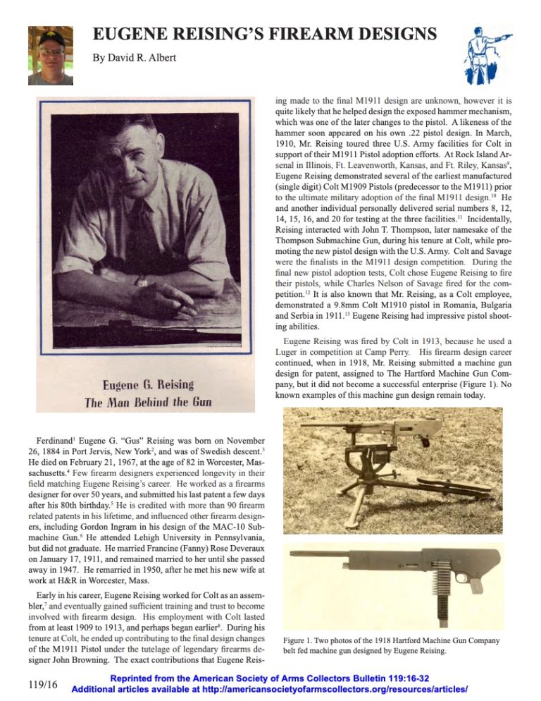 Eugene Reising’s Firearm Designs – American Society of Arms Collectors