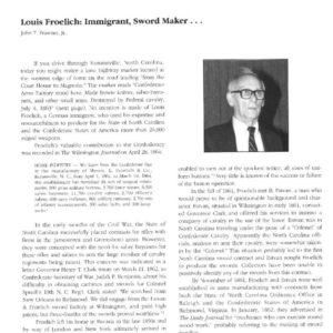 Louis Froelich: Immigrant, Sword Maker – American Society Of Arms 