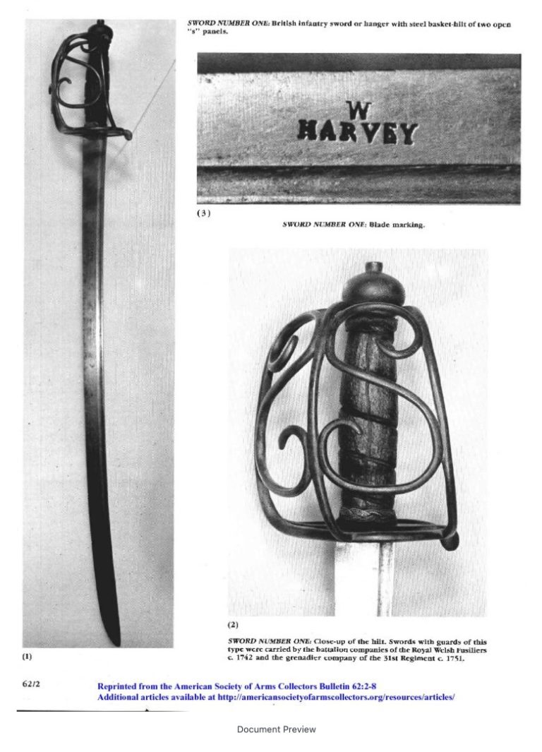 Mid-18th Century British Military Swords With Open “S” Panelen Guards ...