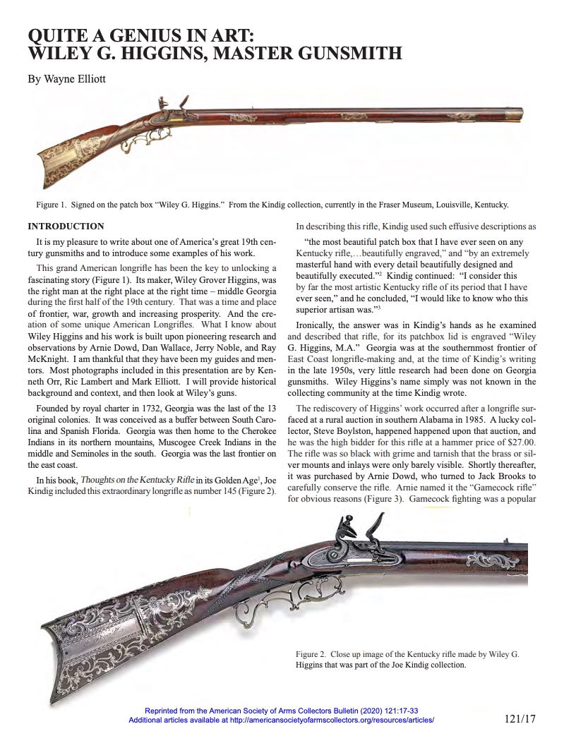 Quite A Genius In Art: Wiley Higgins, Master Gunsmith – American 