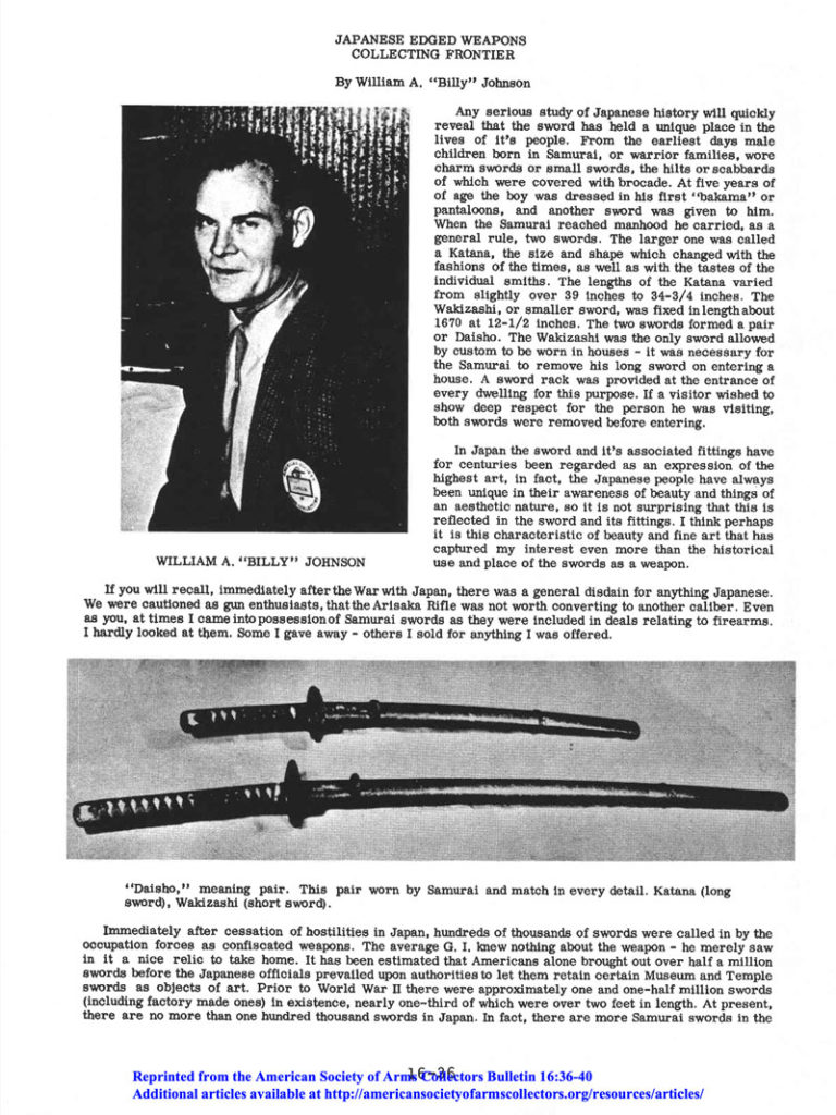 16 1967 fall johnson japanese edged weapons