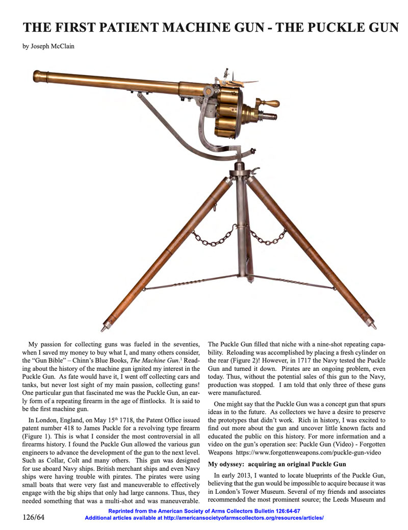 The First Patent Machine Gun – The Puckle Gun – American Society of ...