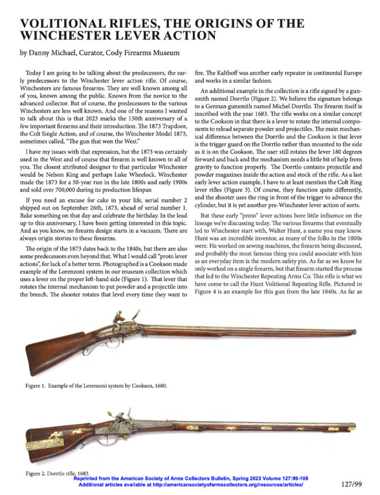 Volitional Rifles, The Origins of the Winchester Lever Action ...