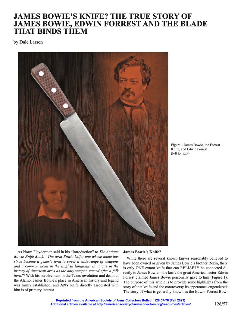 James Bowie’s Knife? The True Story Of James Bowie, Edwin Forest and ...