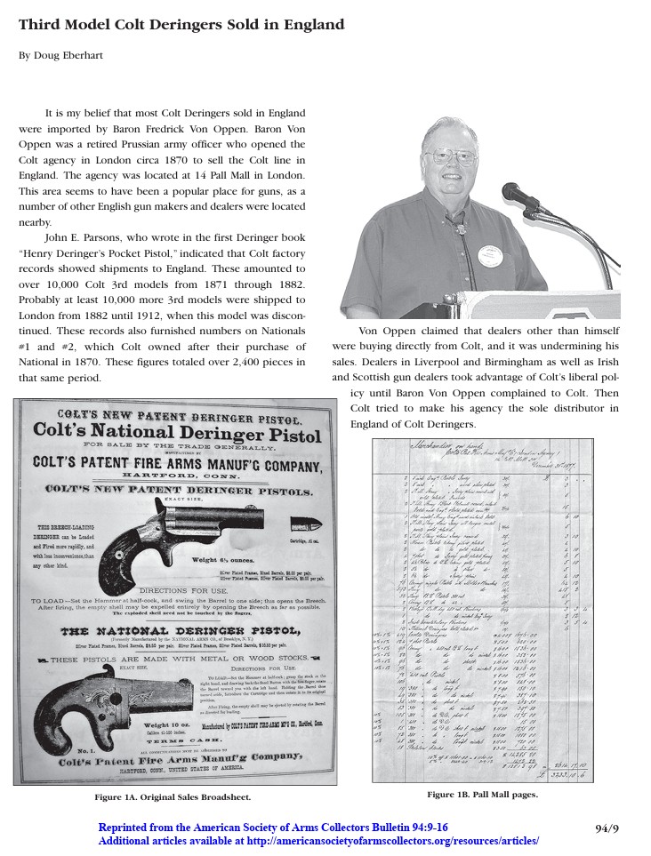 Third Model Colt Deringers Sold in England image