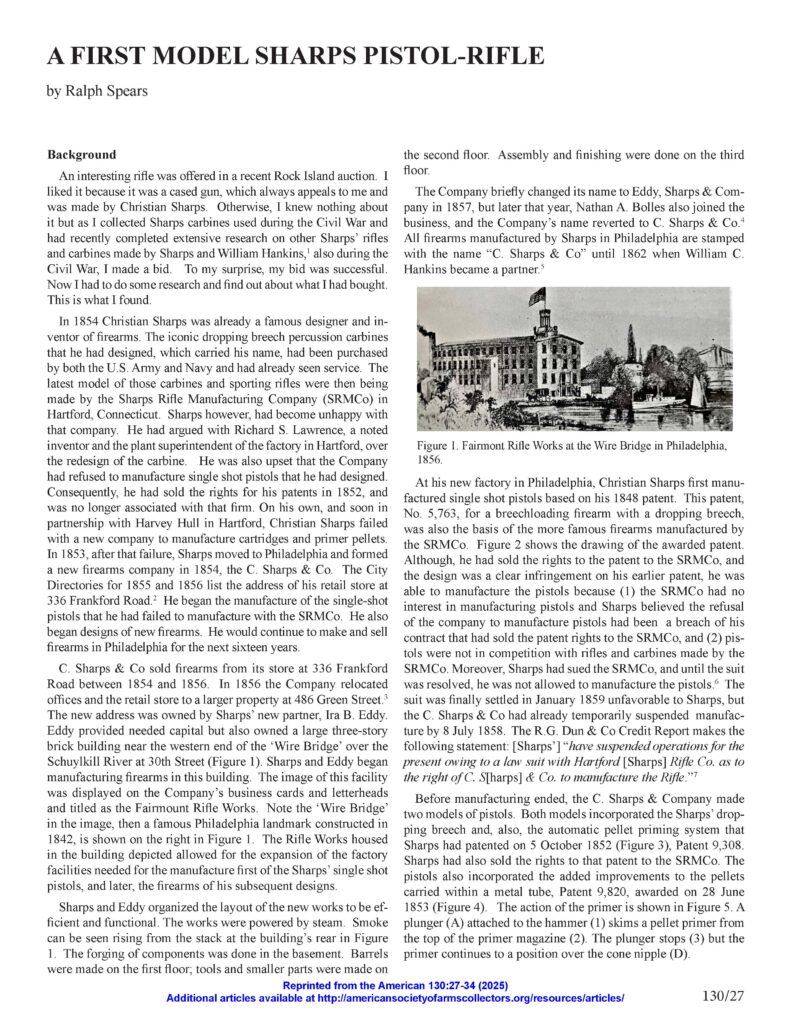 First model Sharps pistol-rifle - Spears vol 130