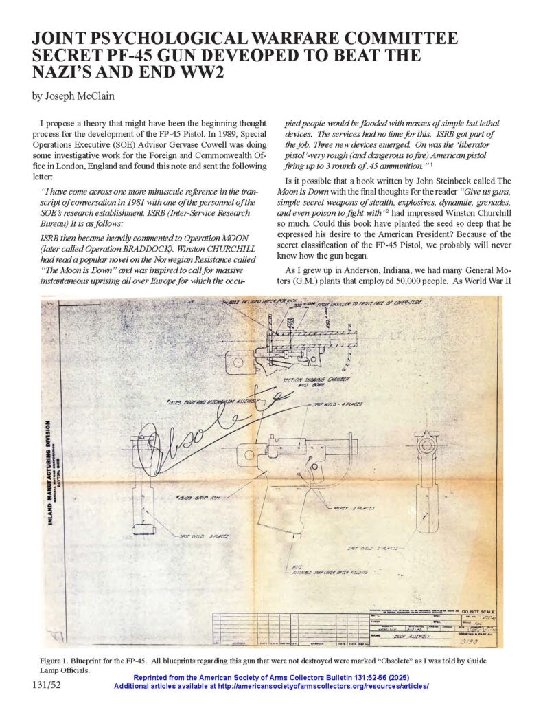 JOINT PSYCHOLOGICAL WARFARE COMMITTEE SECRET PF-45 GUN DEVEOPED TO BEAT THE NAZI’S AND END WW2