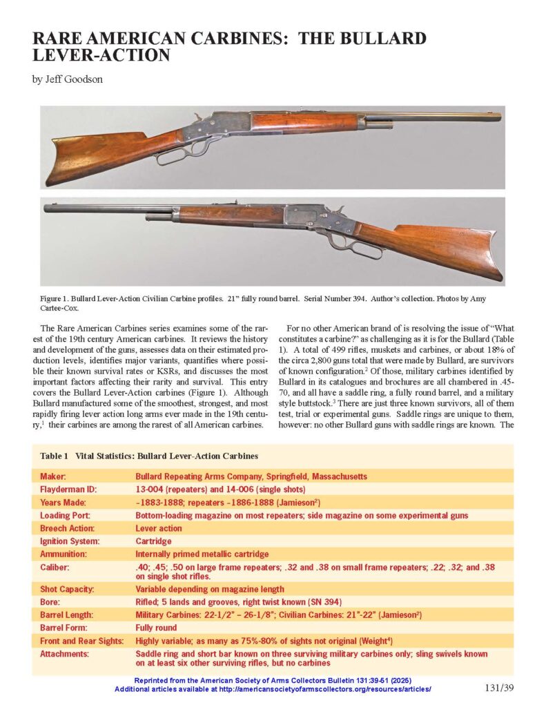 RARE AMERICAN CARBINES: THE BULLARD LEVER-ACTION